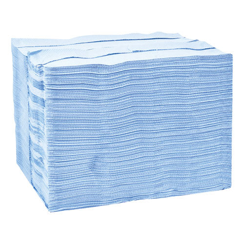 Industrial Paper Wiper, 4-ply, 12.8 X 16.5, Unscented, Blue, 180/carton.