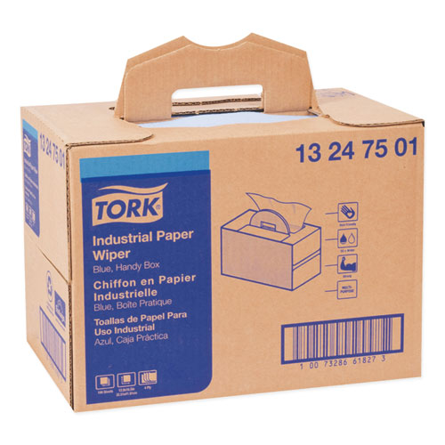 Industrial Paper Wiper, 4-ply, 12.8 X 16.5, Unscented, Blue, 180/carton.