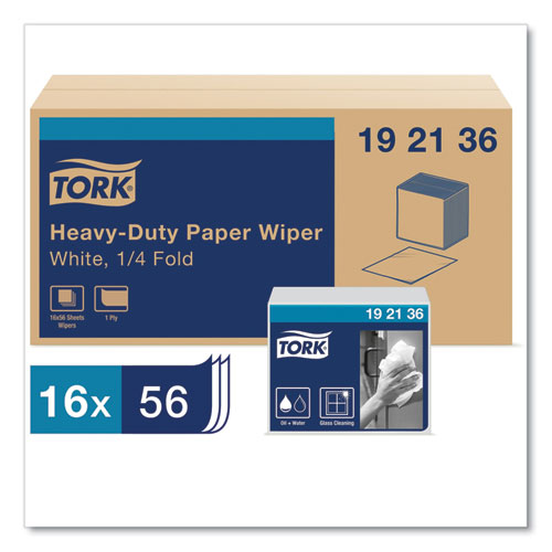 Heavy-duty Paper Wiper 1/4 Fold, 1-ply, 12.5 X 13, White, 56/pack, 16 Packs/carton.