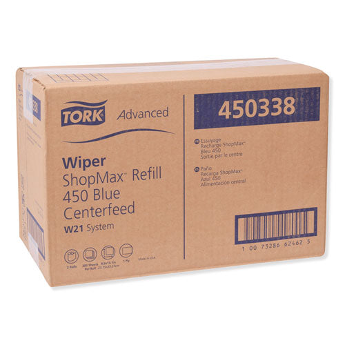 Advanced Shopmax Wiper 450, Centerfeed Refill, 9.9 X 13.1, Blue, 200/roll, 2 Rolls/carton.