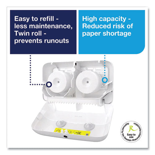 Elevation Coreless High Capacity Bath Tissue Dispenser, 14.17 X 5.08 X 8.23, White.