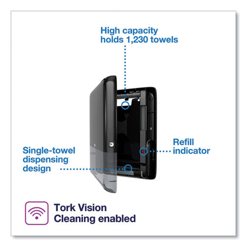 Peakserve Continuous Hand Towel Dispenser, 14.44 X 3.97 X 19.3, Black.