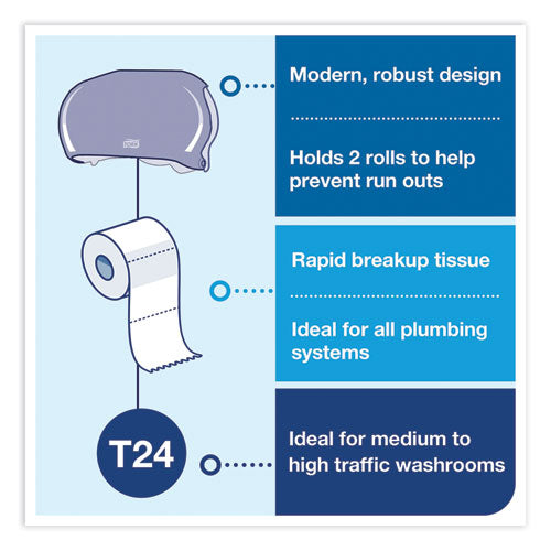 Twin Standard Roll Bath Tissue Dispenser, 12.75 X 5.57 X 8.25, Smoke.