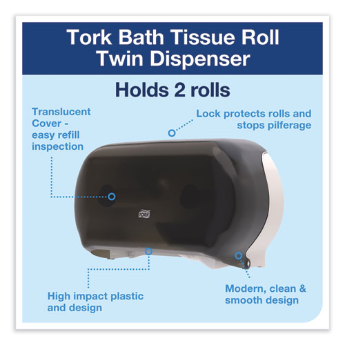 Twin Standard Roll Bath Tissue Dispenser, 12.75 X 5.57 X 8.25, Smoke.