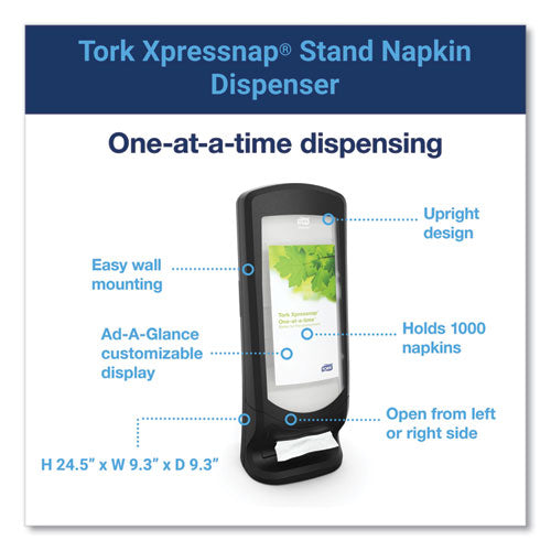 Xpressnap Stand Napkin Dispenser, 9.25 X 9.25 X 24.5, Black.