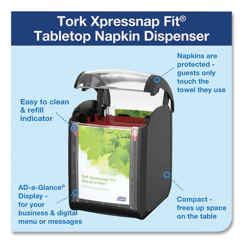 Xpressnap Fit Napkin Dispenser, Tabletop, 4.4 X 5.6 X 6.7, Black.