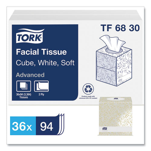 Advanced Facial Tissue, 2-ply, White, Cube Box, 94 Sheets/box, 36 Boxes/carton.