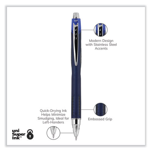 Jetstream Retractable Hybrid Gel Pen, Fine 0.7 Mm, Blue Ink, Blue/silver Barrel.