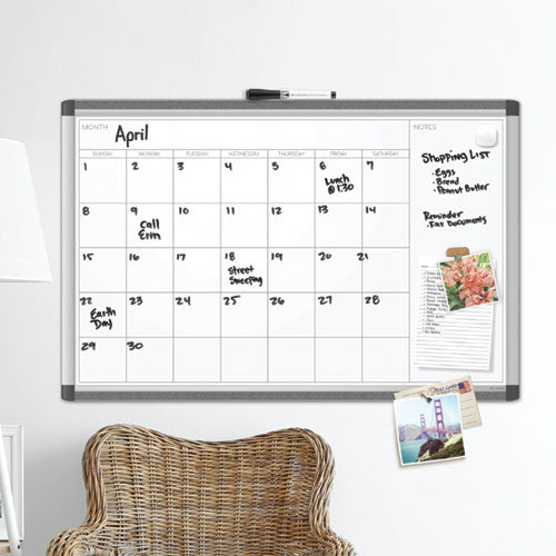 Pinit Magnetic Dry Erase Undated One Month Calendar, 35 X 35, White.