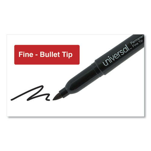 Pen-style Permanent Marker, Fine Bullet Tip, Black, Dozen.