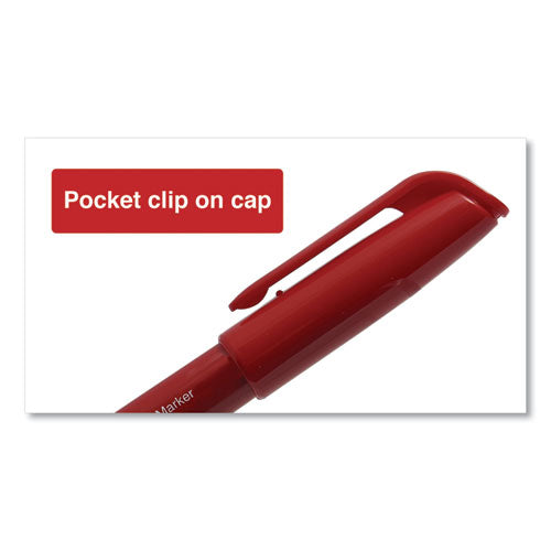 Pen-style Permanent Marker, Fine Bullet Tip, Red, Dozen.