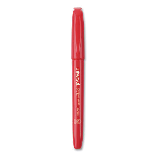 Pen-style Permanent Marker, Fine Bullet Tip, Red, Dozen.