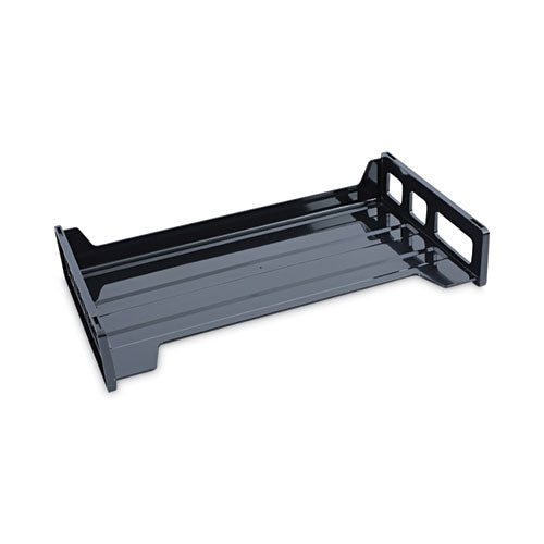 Recycled Plastic Side Load Desk Trays, 2 Sections, Legal Size Files, 16.25" X 9" X 2.75", Black.