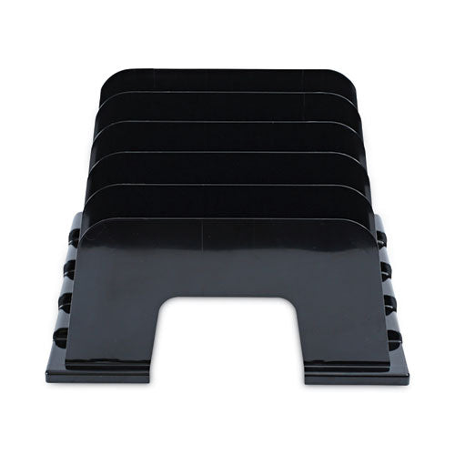 Recycled Plastic Incline Sorter, 5 Sections, Letter Size Files, 13.25" X 9" X 9", Black.