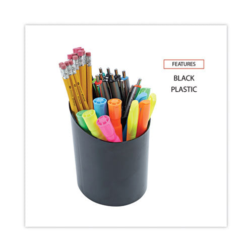 Recycled Big Pencil Cup, Plastic, 4.38" Diameter X 5.63"h, Black.