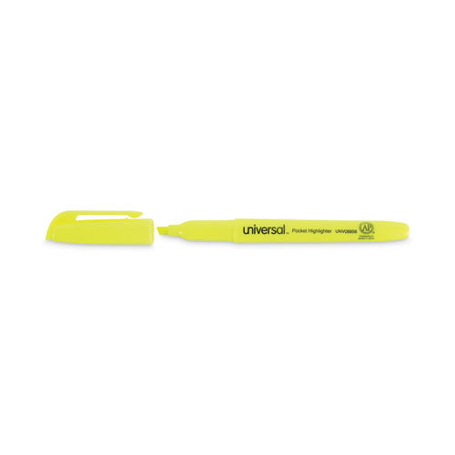 Pocket Highlighter Value Pack, Fluorescent Yellow Ink, Chisel Tip, Yellow Barrel, 36/pack.