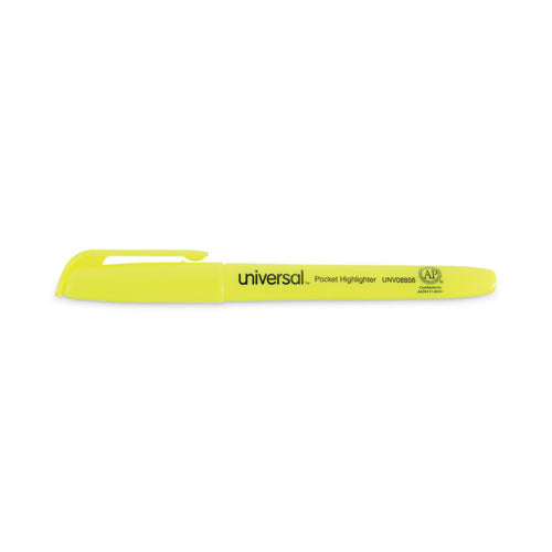 Pocket Highlighter Value Pack, Fluorescent Yellow Ink, Chisel Tip, Yellow Barrel, 36/pack.