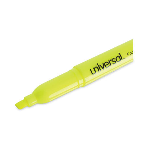 Pocket Highlighter Value Pack, Fluorescent Yellow Ink, Chisel Tip, Yellow Barrel, 36/pack.