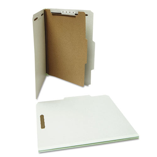 Four-section Pressboard Classification Folders, 2" Expansion, 1 Divider, 4 Fasteners, Letter Size, Gray Exterior, 10/box