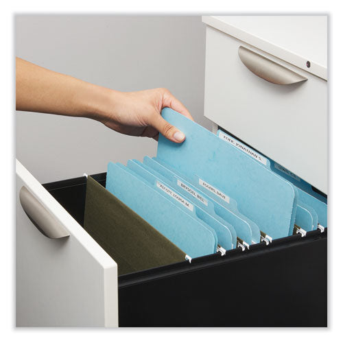 Four-section Pressboard Classification Folders, 1.75" Expansion,1 Divider, 4 Fasteners, Letter Size, Light Blue, 20/box
