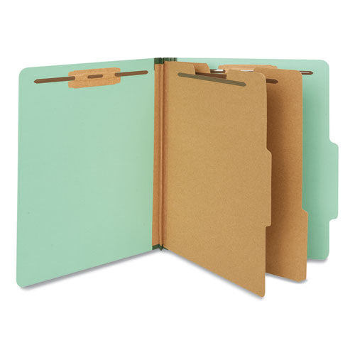 Six-section Classification Folders, Heavy-duty Pressboard Cover,2 Dividers, 6 Fasteners, Letter Size, Light Green, 20/box