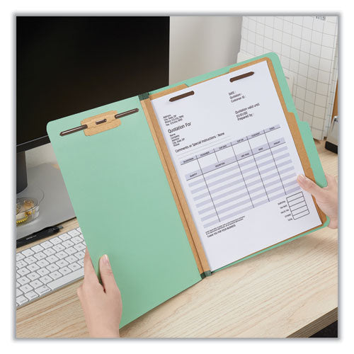 Six-section Classification Folders, Heavy-duty Pressboard Cover,2 Dividers, 6 Fasteners, Letter Size, Light Green, 20/box