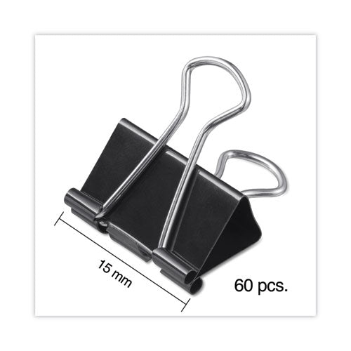 Binder Clips With Storage Tub, Mini, Black/silver, 60/pack.