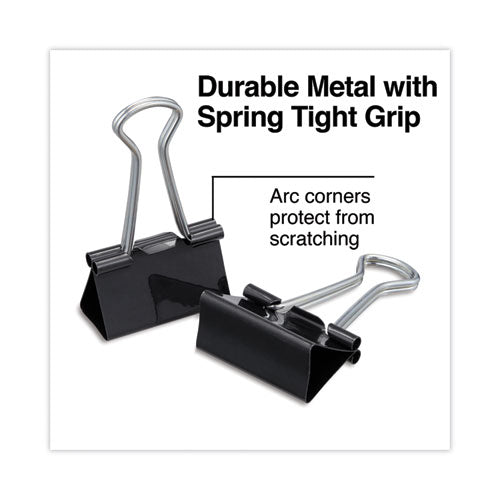 Binder Clips With Storage Tub, Medium, Black/silver, 24/pack.