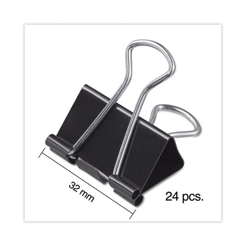 Binder Clips With Storage Tub, Medium, Black/silver, 24/pack.