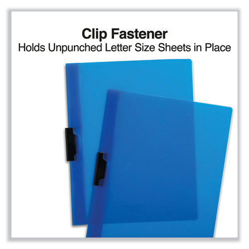 Clip-style Report Cover, Clip Fastener, 8.5 X 11, Clear/blue, 5/pack