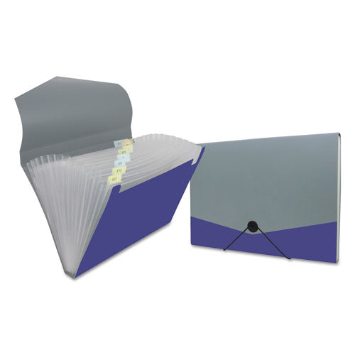 Poly Expanding Files, 13 Sections, Cord/hook Closure,1/12-cut Tabs, Letter Size, Metallic Blue/steel Gray