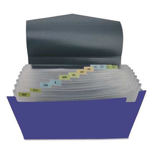 Poly Expanding Files, 13 Sections, Cord/hook Closure,1/12-cut Tabs, Letter Size, Metallic Blue/steel Gray