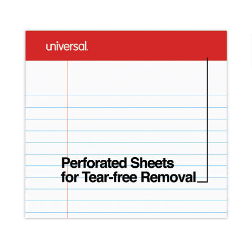 Perforated Ruled Writing Pads, Wide/legal Rule, Red Headband, 50 White 8.5 X 11.75 Sheets, Dozen.