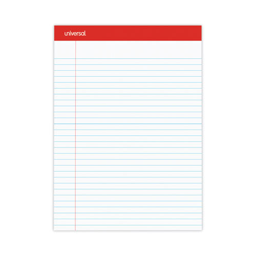 Perforated Ruled Writing Pads, Wide/legal Rule, Red Headband, 50 White 8.5 X 11.75 Sheets, Dozen.