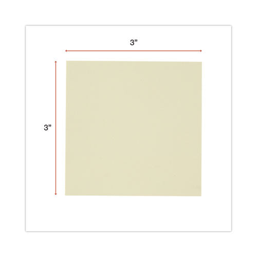 Recycled Self-stick Note Pads, 3" X 3", Yellow, 100 Sheets/pad, 18 Pads/pack.