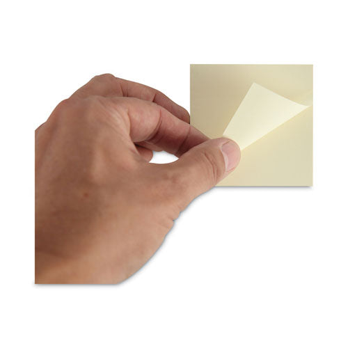 Recycled Self-stick Note Pads, 3" X 3", Yellow, 100 Sheets/pad, 18 Pads/pack.