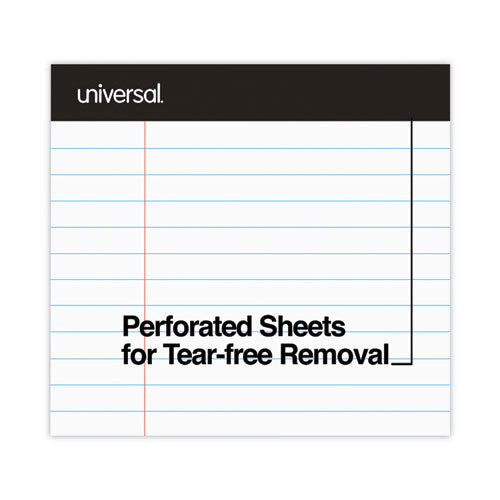 Premium Ruled Writing Pads With Heavy-duty Back, Wide/legal Rule, Black Headband, 50 White 8.5 X 11 Sheets, 6/pack.