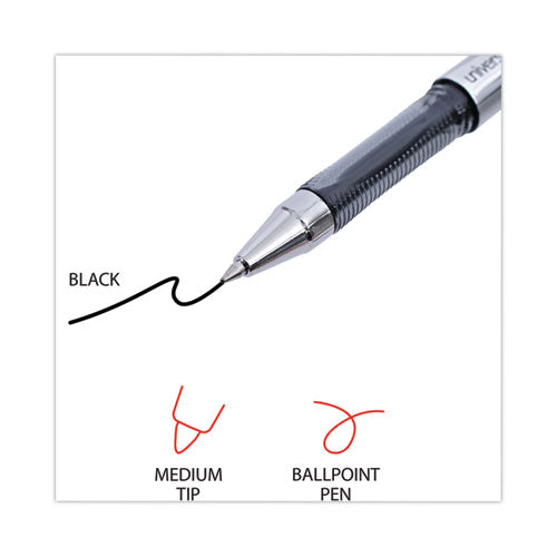 Gel Pen, Stick, Medium 0.7 Mm, Black Ink, Silver/black Barrel, Dozen.