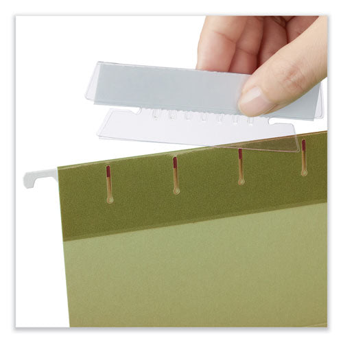 Hanging File Folder Plastic Index Tabs, 1/3-cut, Clear, 3.7" Wide, 50/pack.
