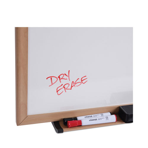 Deluxe Melamine Dry Erase Board, 72 X 48, Melamine White Surface, Oak Fiberboard Frame