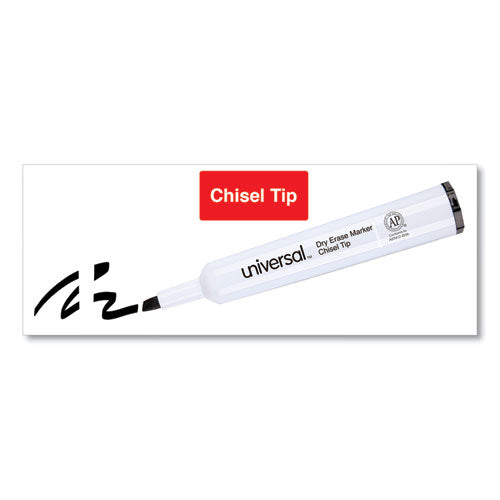 Dry Erase Marker, Broad Chisel Tip, Black, Dozen.