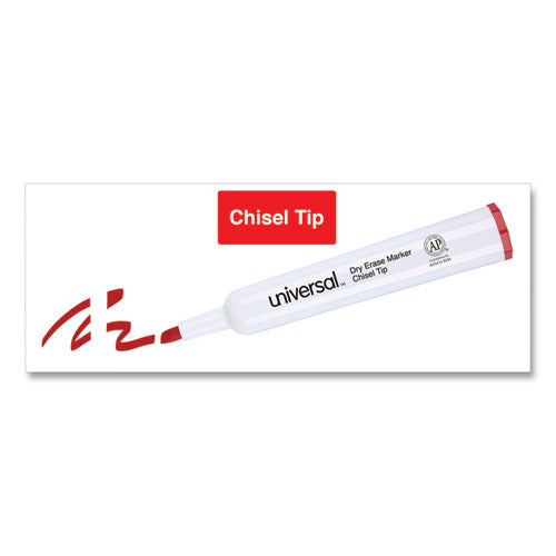 Dry Erase Marker, Broad Chisel Tip, Red, Dozen.