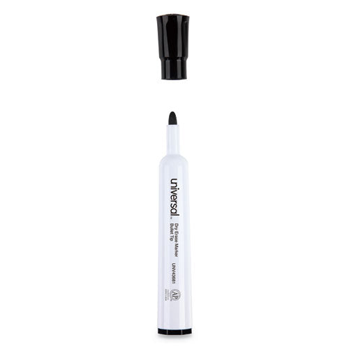 Dry Erase Marker, Medium Bullet Tip, Black, Dozen.