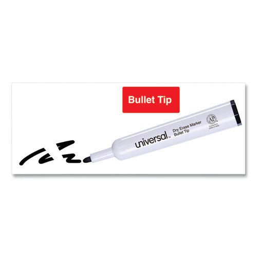 Dry Erase Marker, Medium Bullet Tip, Black, Dozen.