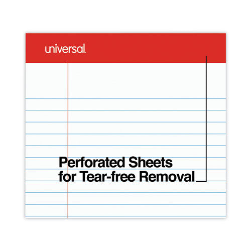 Perforated Ruled Writing Pads, Wide/legal Rule, Red Headband, 50 White 8.5 X 14 Sheets, Dozen.