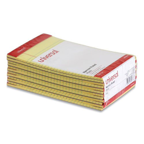 Perforated Ruled Writing Pads, Narrow Rule, Red Headband, 50 Canary-yellow 5 X 8 Sheets, Dozen.