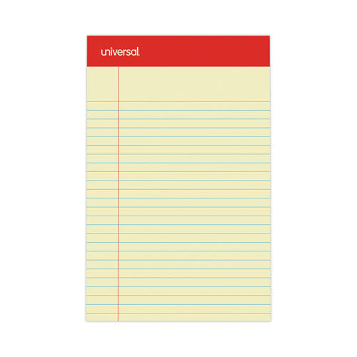 Perforated Ruled Writing Pads, Narrow Rule, Red Headband, 50 Canary-yellow 5 X 8 Sheets, Dozen.