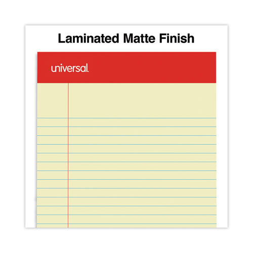 Perforated Ruled Writing Pads, Narrow Rule, Red Headband, 50 Canary-yellow 5 X 8 Sheets, Dozen.