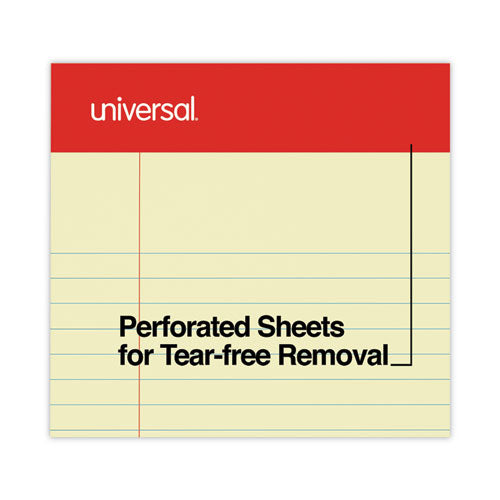 Perforated Ruled Writing Pads, Narrow Rule, Red Headband, 50 Canary-yellow 5 X 8 Sheets, Dozen.