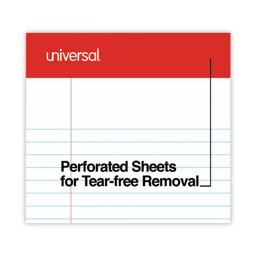 Perforated Ruled Writing Pads, Narrow Rule, Red Headband, 50 White 5 X 8 Sheets, Dozen.